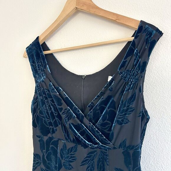 EUC Eva Rose Velvet Burnout Babydoll Dress Size M Dark Teal - Picture 7 of 16